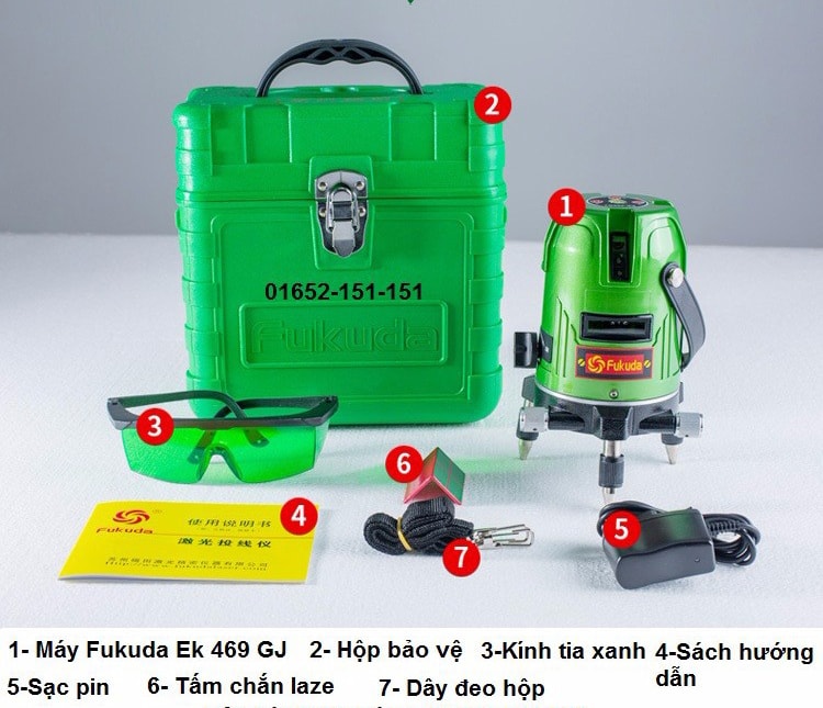 trọn bộ máy cân bằng laser 5 tia xanh fukuda ek 469 gj