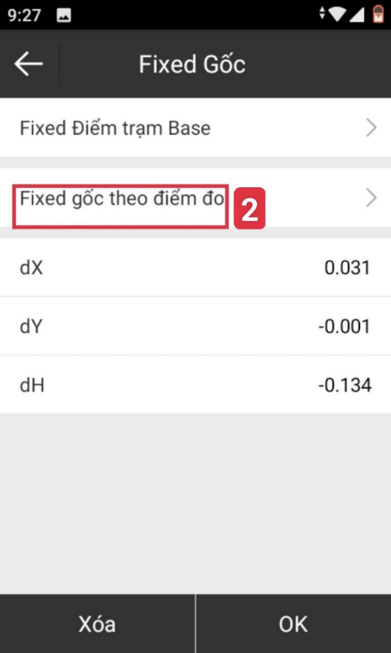 Fixed gốc theo điểm đo