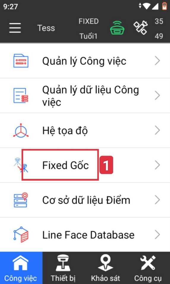 Chọn Fixed Gốc